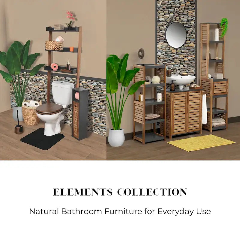 Open-Shelf Storage Unit with Vented Design, Brown and Gray - Elements Collection - 42 3/4 Hx14.5 Lx11 3/4 W