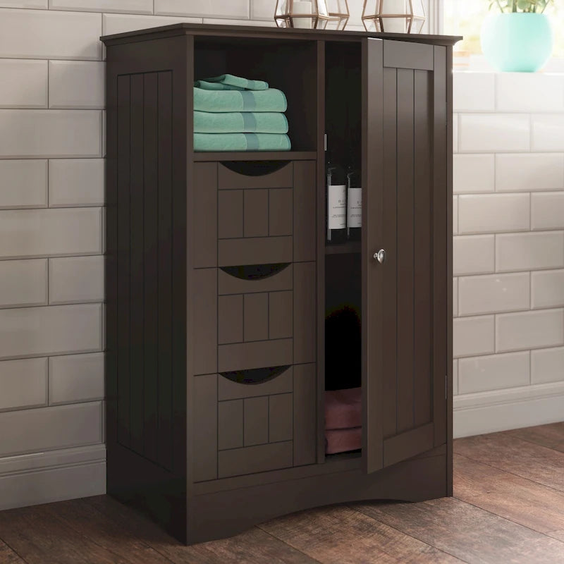 Armoire de rangement RiverRidge Ashland à porte simple pour salle de bain et buanderie avec 3 tiroirs, étagère ouverte et réglable