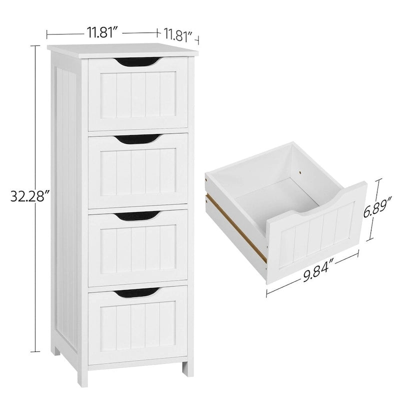 Yaheetech Bathroom Floor Cabinet Slim Bath Cabinet with 4 Drawers