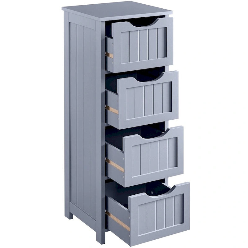 Yaheetech Bathroom Floor Cabinet Slim Bath Cabinet with 4 Drawers