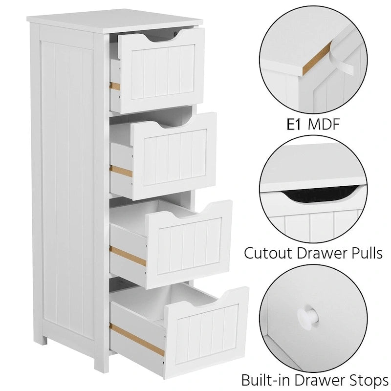 Yaheetech Bathroom Floor Cabinet Slim Bath Cabinet with 4 Drawers