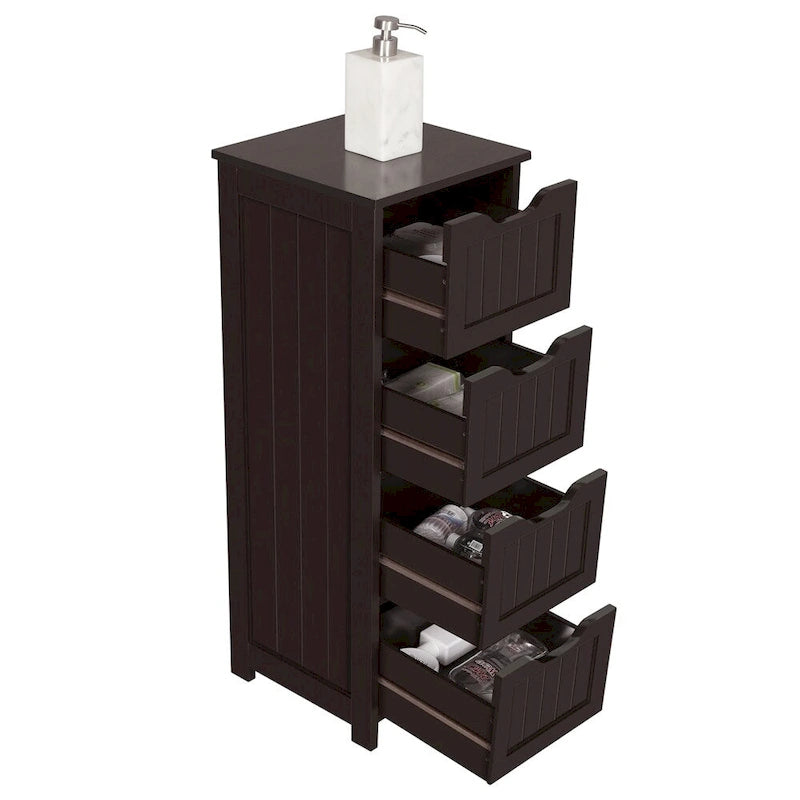 Yaheetech Bathroom Floor Cabinet Slim Bath Cabinet with 4 Drawers