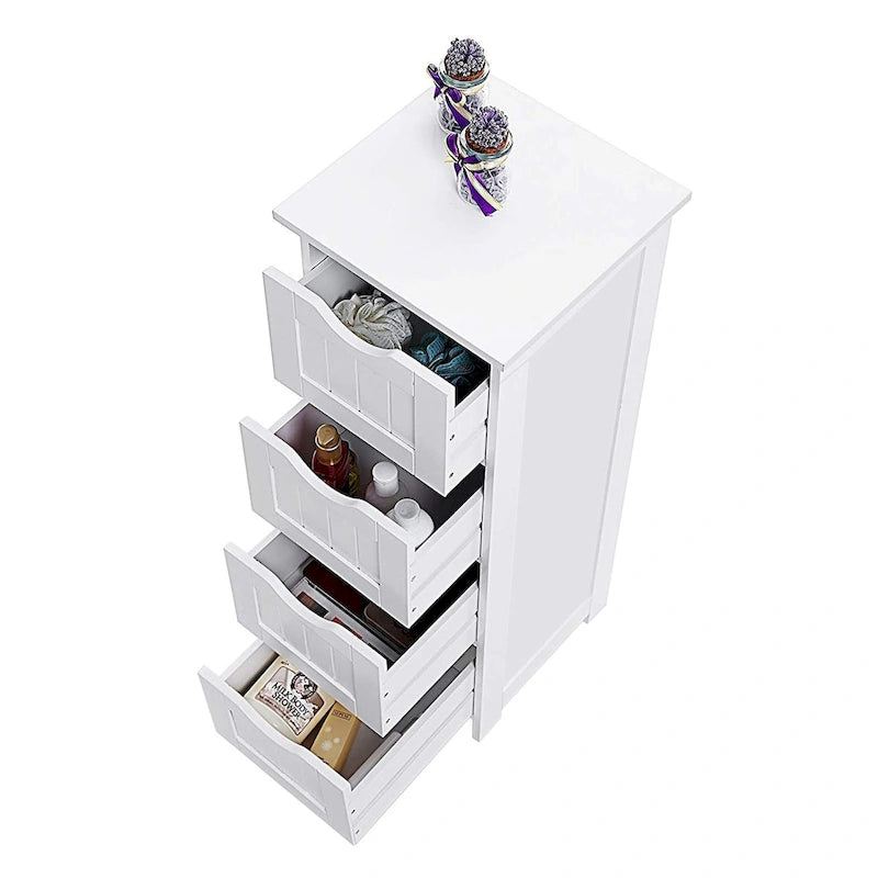 Meuble de rangement de salle de bain blanc, meuble de bureau autoportant avec tiroirs - 30L x 30l x 82H cm