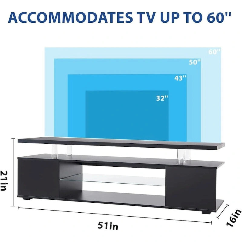 Center Media Storage Console Table with Large Side Cabinet for Living Room - White