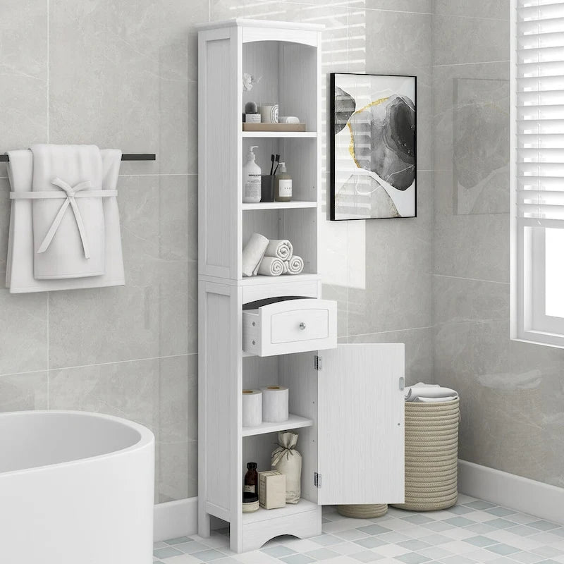 Tall Bathroom Cabinet Freestanding Storage Cabinet with Drawer - 13.4 L x 9.1 W x 66.9 H