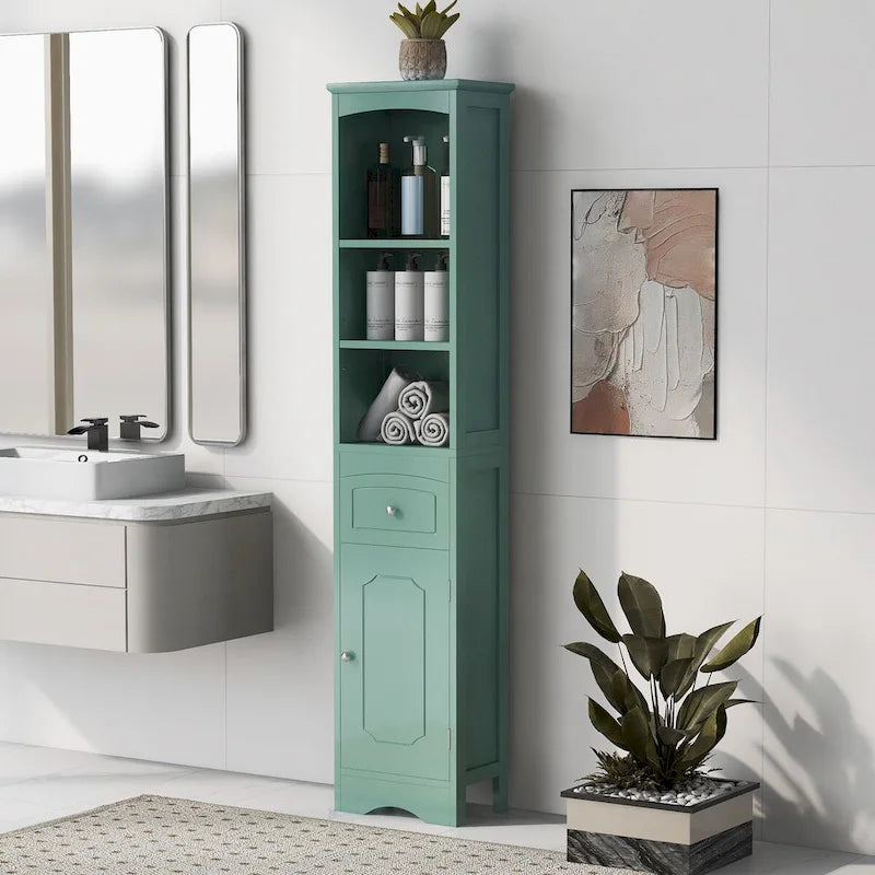 Tall Bathroom Cabinet Freestanding Storage Cabinet with Drawer - 13.4 L x 9.1 W x 66.9 H
