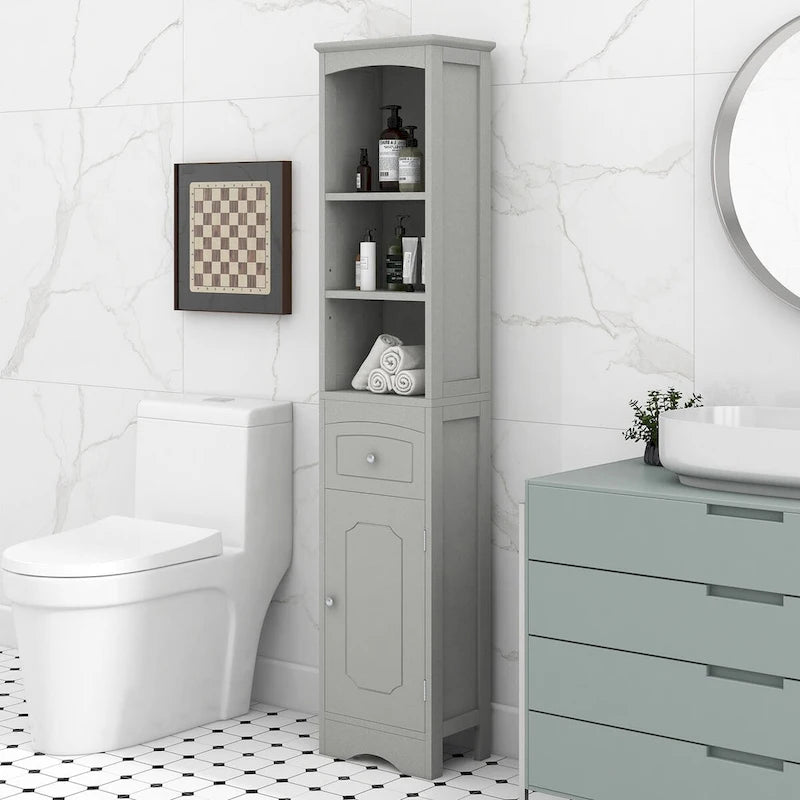 Tall Bathroom Cabinet Freestanding Storage Cabinet with Drawer - 13.4 L x 9.1 W x 66.9 H
