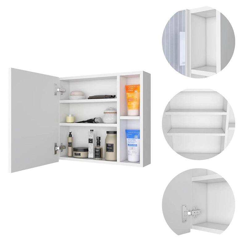Medicine Cabinet Viking, Three Internal Shelves, Single Door, Two External Shelves, Black Wengue Finish