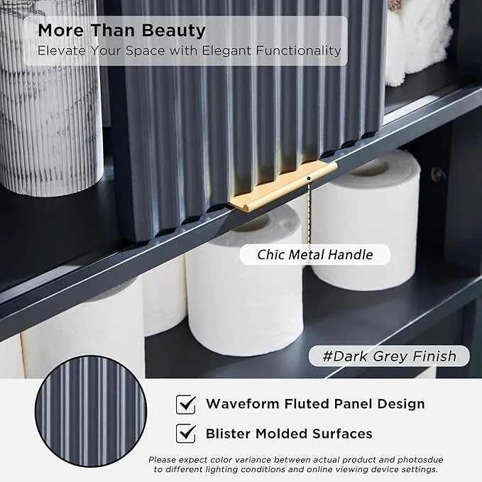 68 Tall Modern Over The Toilet Storage Cabinet, Tall Wood Space Saver - N/A