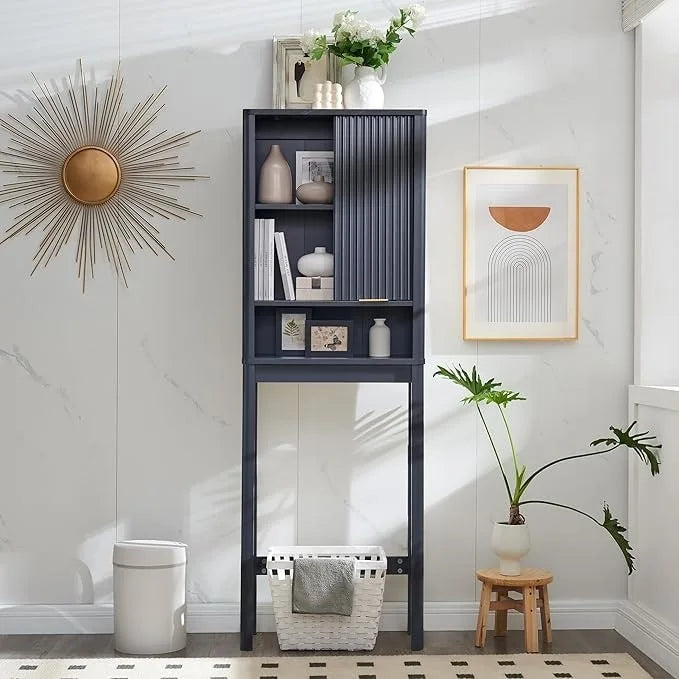 68 Tall Modern Over The Toilet Storage Cabinet, Tall Wood Space Saver - N/A