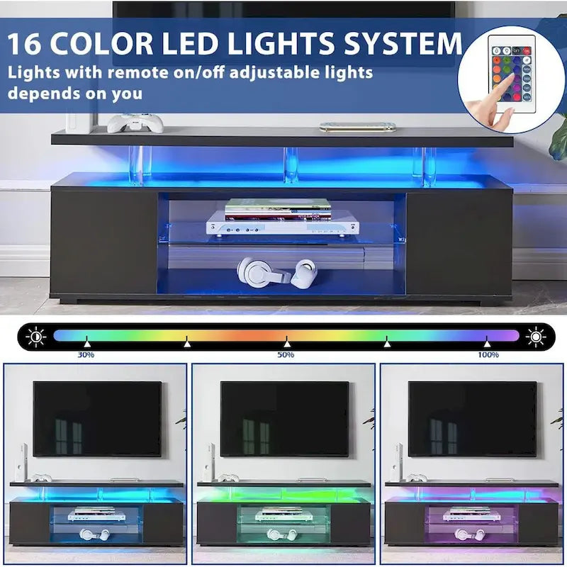 Center Media Storage Console Table with Large Side Cabinet for Living Room - 63.00 L * 16 W * 21 H