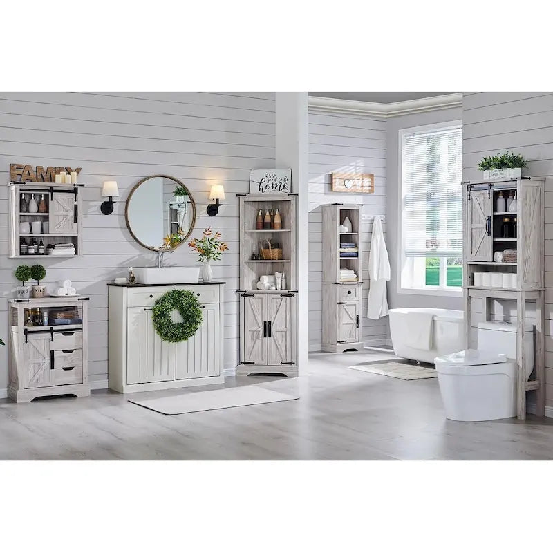 Farmhouse Bathroom Floor Cabinet, Small Storage Cabinet for Bathroom