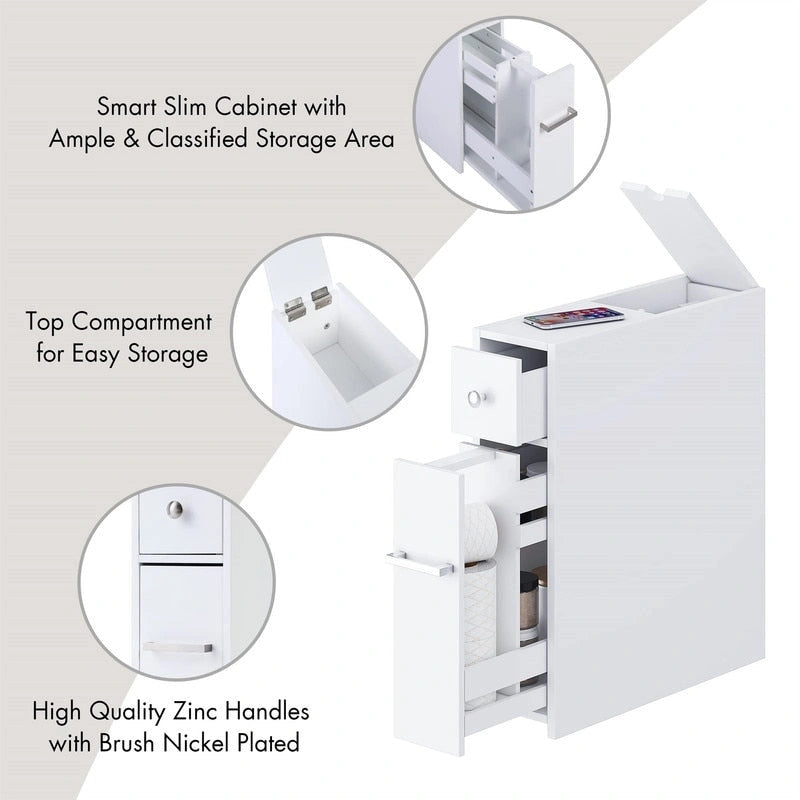 Meuble de rangement étroit pour salle de bain - 19,69 P x 6,45 L x 22,83 H