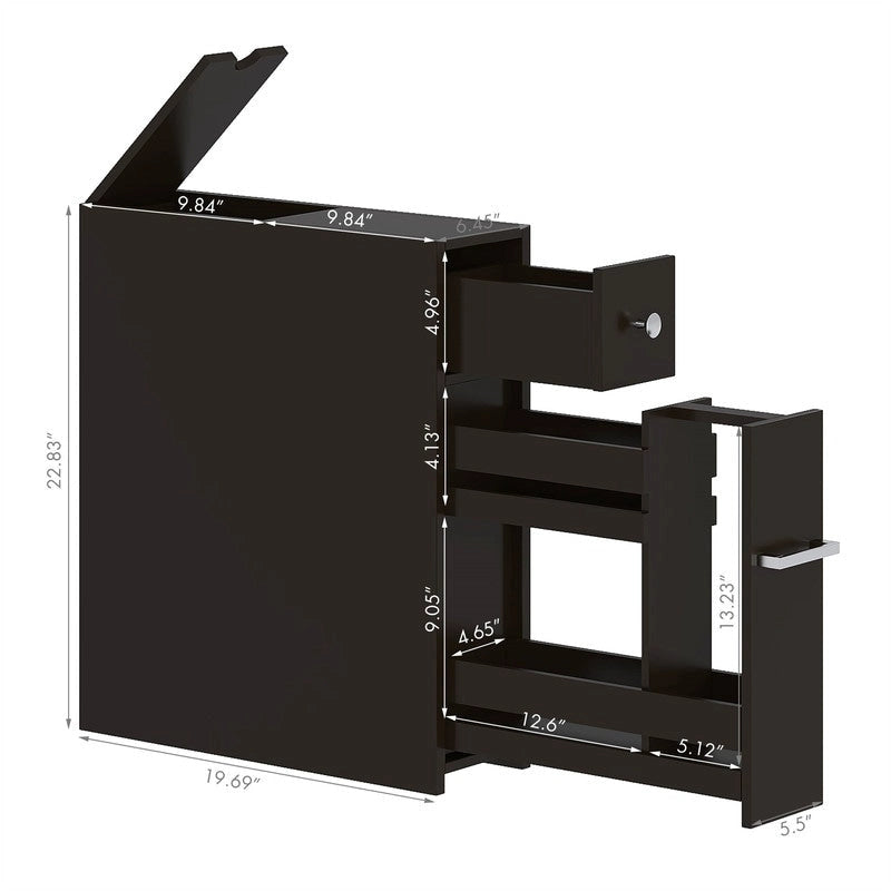 Meuble de rangement étroit pour salle de bain - 19,69 P x 6,45 L x 22,83 H