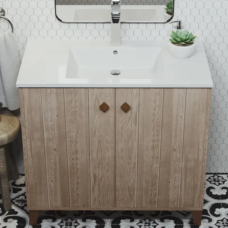 Lavabo de salle de bain mural carré Pur 16.5 - Brun
