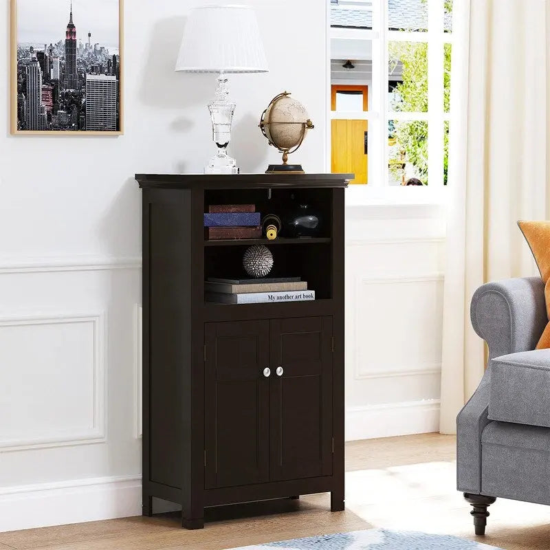 Freestanding Bathroom Cabinet with Doors and Adjustable Shelf - 11.81 D x 23.62 W x 37.2 H