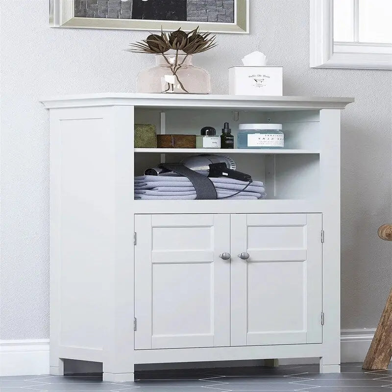 Freestanding Bathroom Cabinet with Doors and Adjustable Shelf - 11.81 D x 23.62 W x 37.2 H
