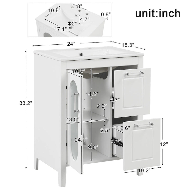 Bathroom Vanity Cabinet with Two Drawers and Door