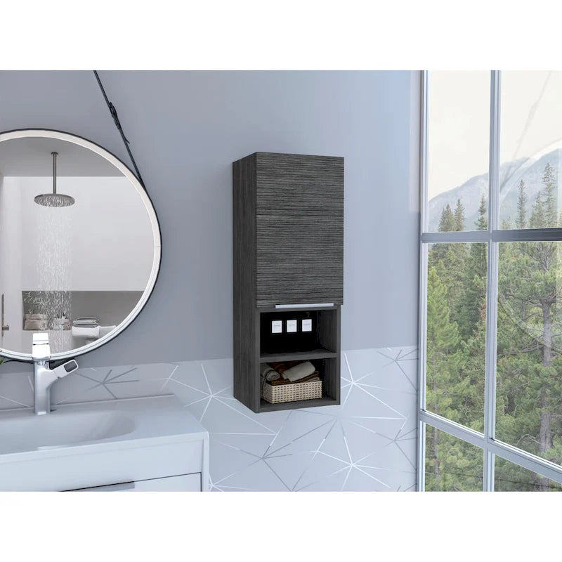 Mila Bathroom Cabinet, Two Interior Shelves, Two External Shelves, Single Door Cabinet