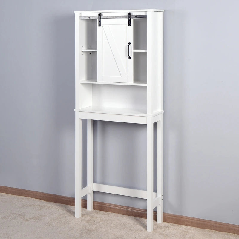 Bathroom Storage Cabinet Over Toilet with Adjustable Shelves Barn Door