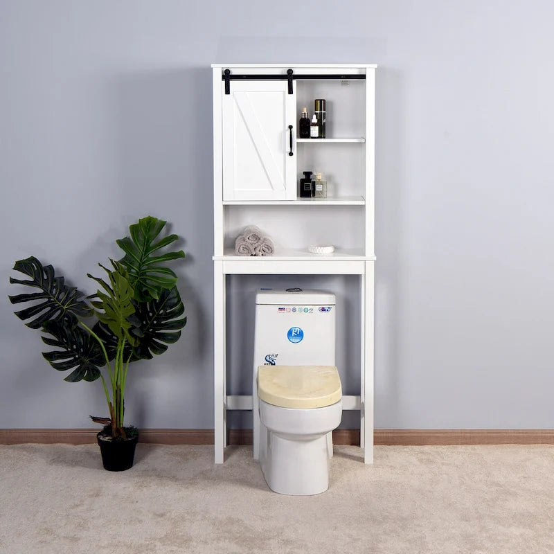 Bathroom Storage Cabinet Over Toilet with Adjustable Shelves Barn Door