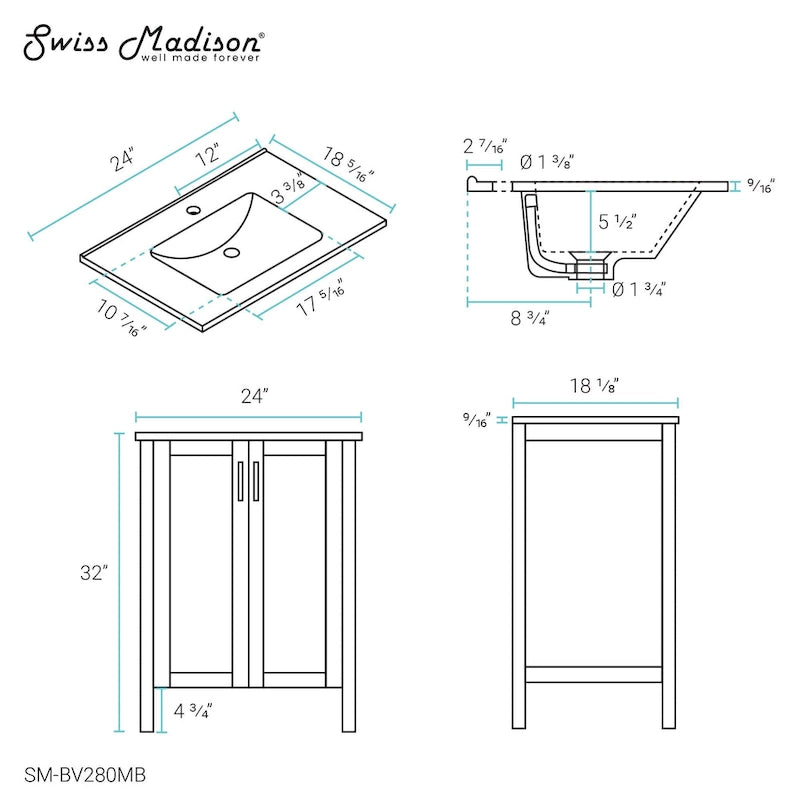 Avallon 24  Bathroom Vanity in Matte Black