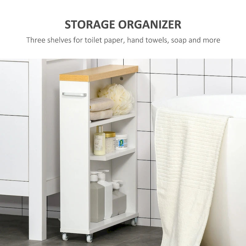 Meuble de salle de bain à roulettes avec rangement