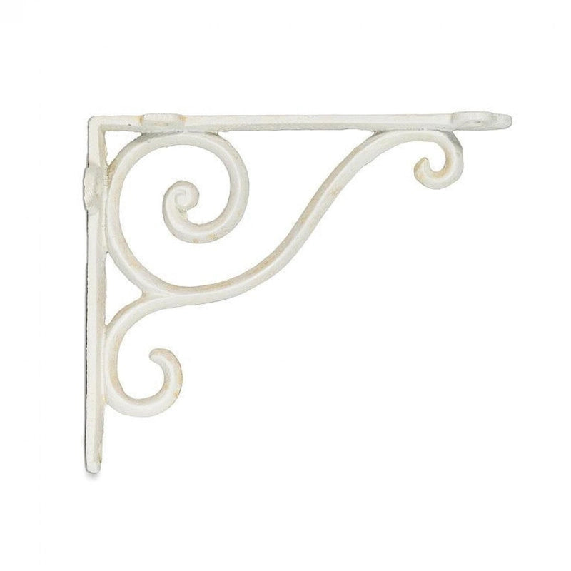 Set Of 2 Antique White Scroll Bracket