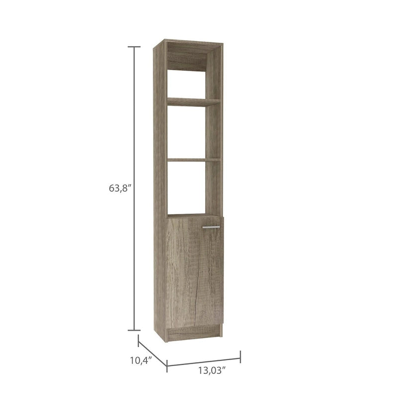 Meuble de Rangement Salle de Bain avec 3 Étagères, Une Porte