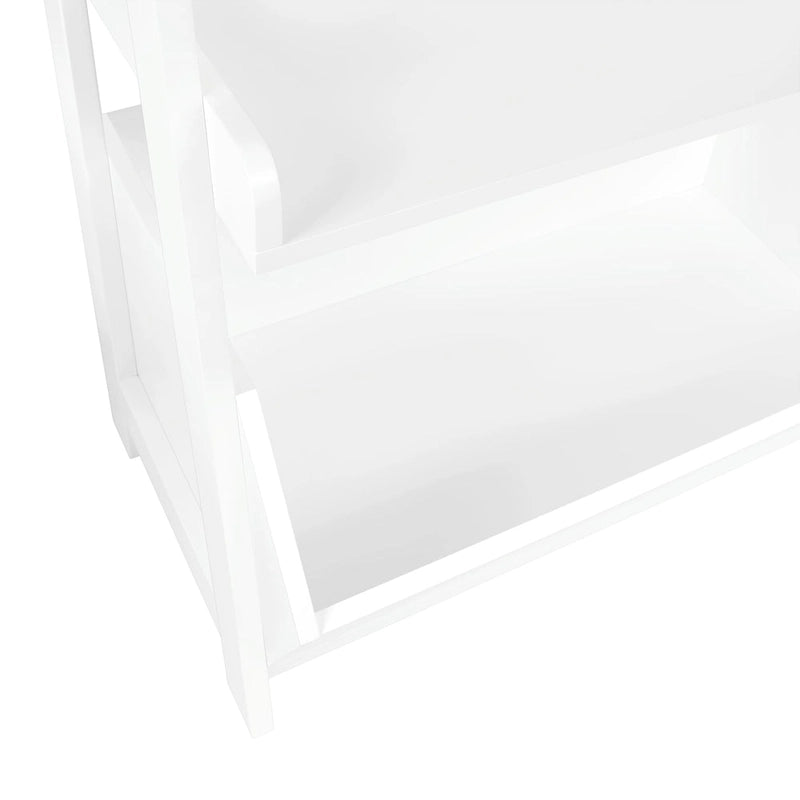 RiverRidge Amery 4-Tier 24in Ladder Shelf with Display Shelf and Storage Organizer Bin - White with 2 10  Floating Bookshelves