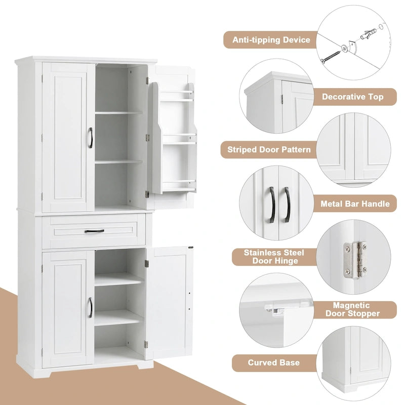 Bathroom Storage Cabinet with Doors and Drawer
