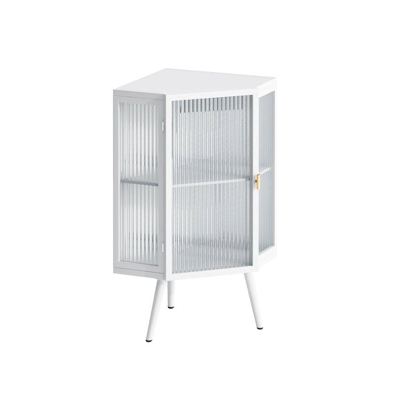 Meuble d'angle de salle de bain Grondin Modern Style 22.25 avec portes en verre trempé et étagère intérieure réglable