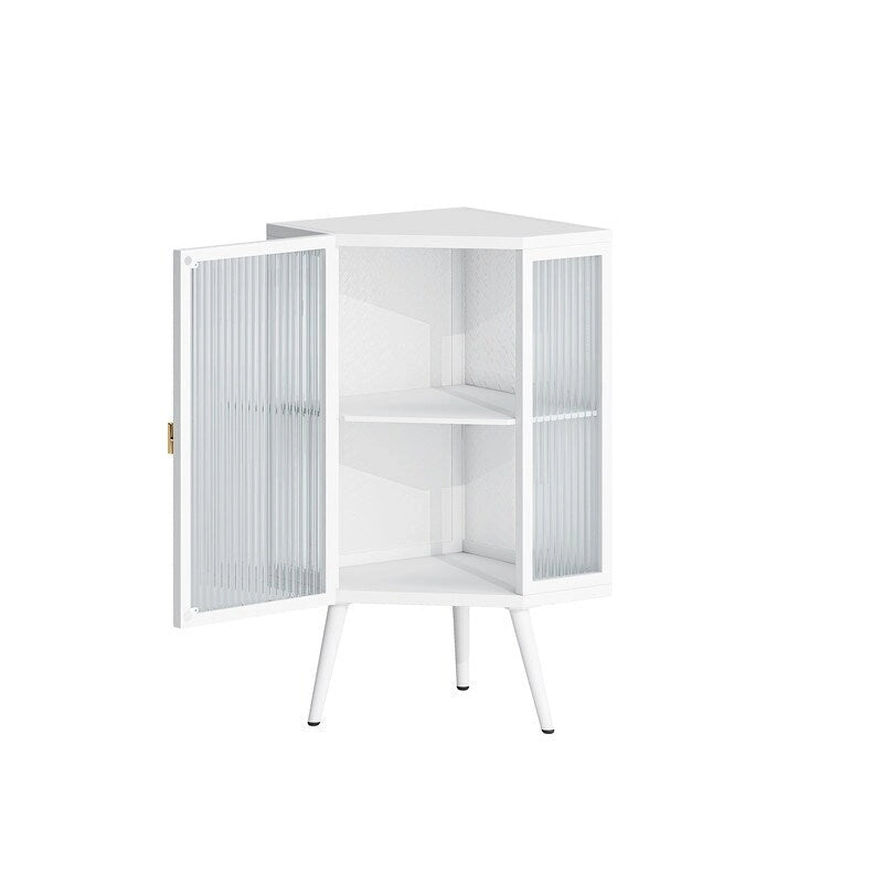 Meuble d'angle de salle de bain Grondin Modern Style 22.25 avec portes en verre trempé et étagère intérieure réglable