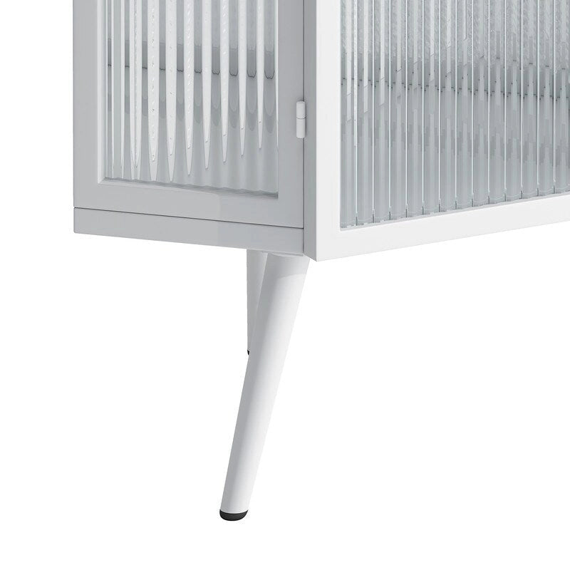 Meuble d'angle de salle de bain Grondin Modern Style 22.25 avec portes en verre trempé et étagère intérieure réglable