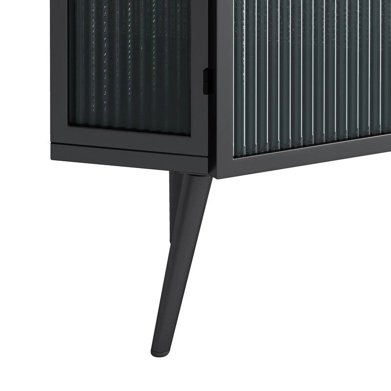 Meuble d'angle de salle de bain Grondin Modern Style 22.25 avec portes en verre trempé et étagère intérieure réglable