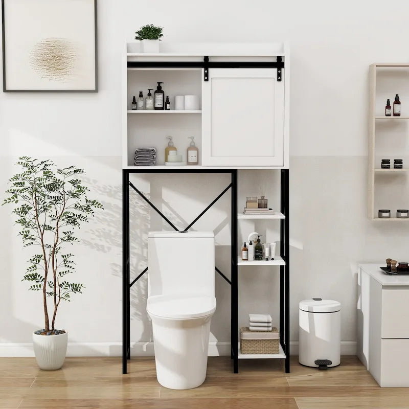 Over The Toilet Storage Cabinet with Sliding Barn Door