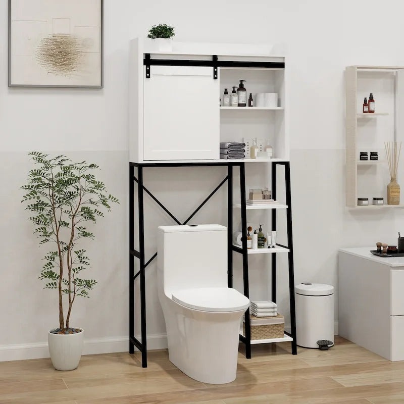 Over The Toilet Storage Cabinet with Sliding Barn Door