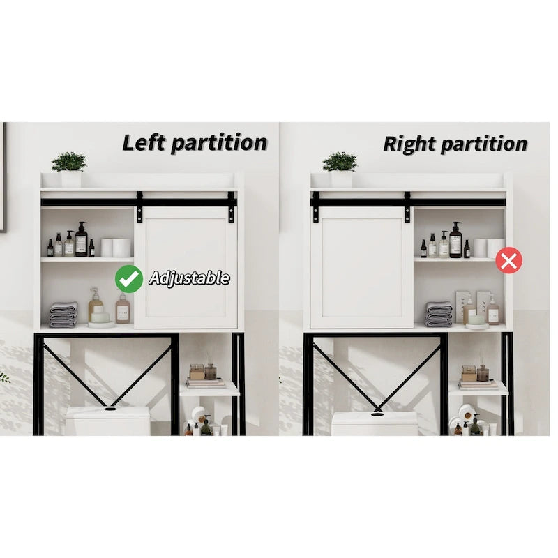 Over The Toilet Storage Cabinet with Sliding Barn Door