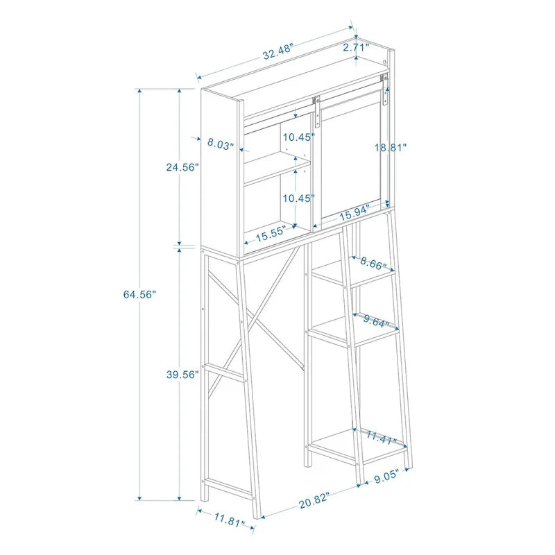 Over The Toilet Storage Cabinet with Sliding Barn Door