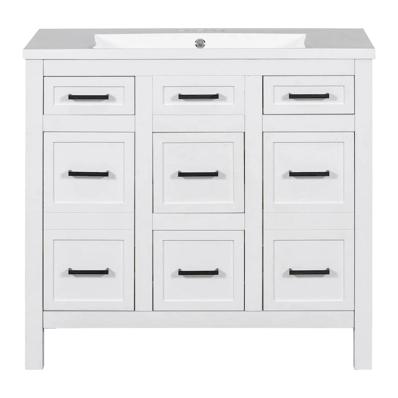 Bathroom Vanity Cabinet with Resin Integrated Sink