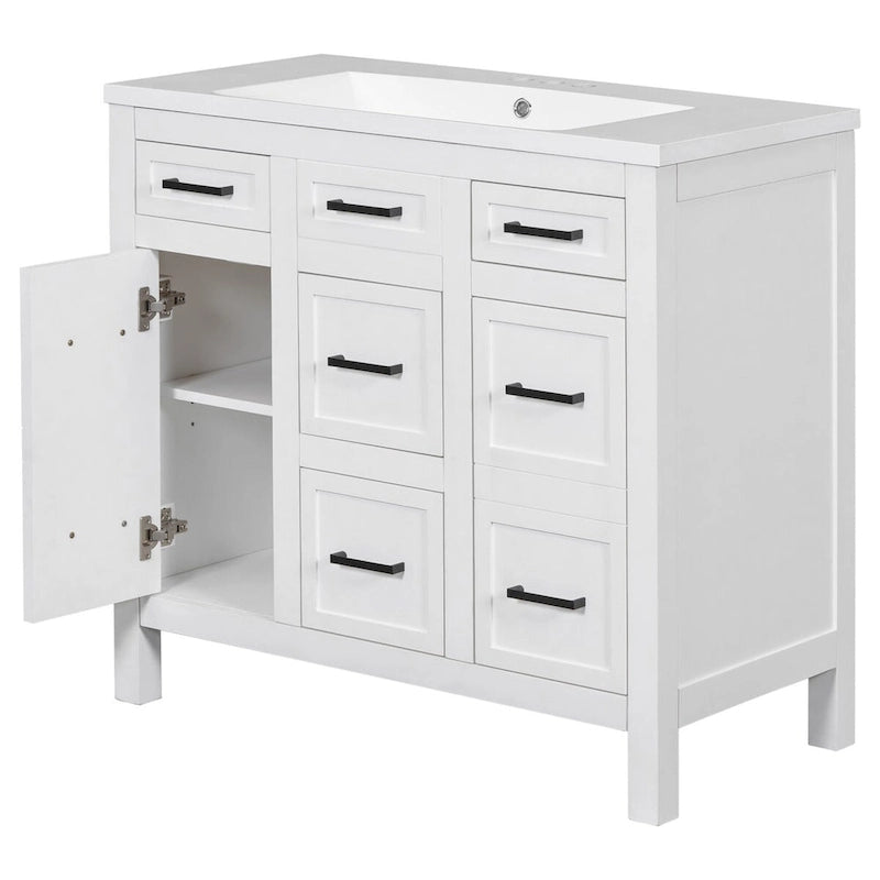 Bathroom Vanity Cabinet with Resin Integrated Sink