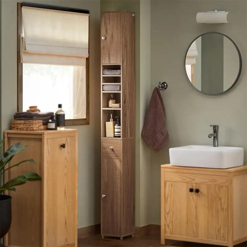 Black Bathroom Tall Cabinet - 7.87 D x 7.87 W x 70.87 H