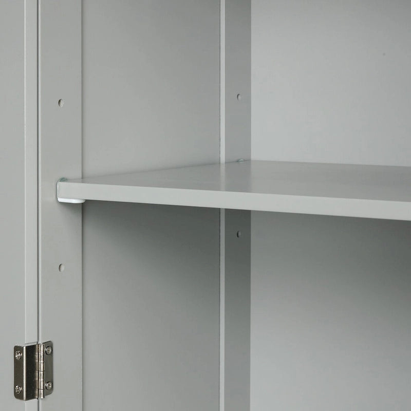 68 Tall Bathroom Storage Cabinet, Freestanding Storage Cabinet with Two Different Size Drawers and Adjustable Shelf, MDF Board