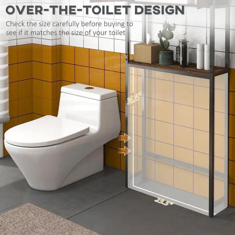 Industrial Over The Toilet Storage Cabinet with Double Door Cupboard and Adjustable Shelf