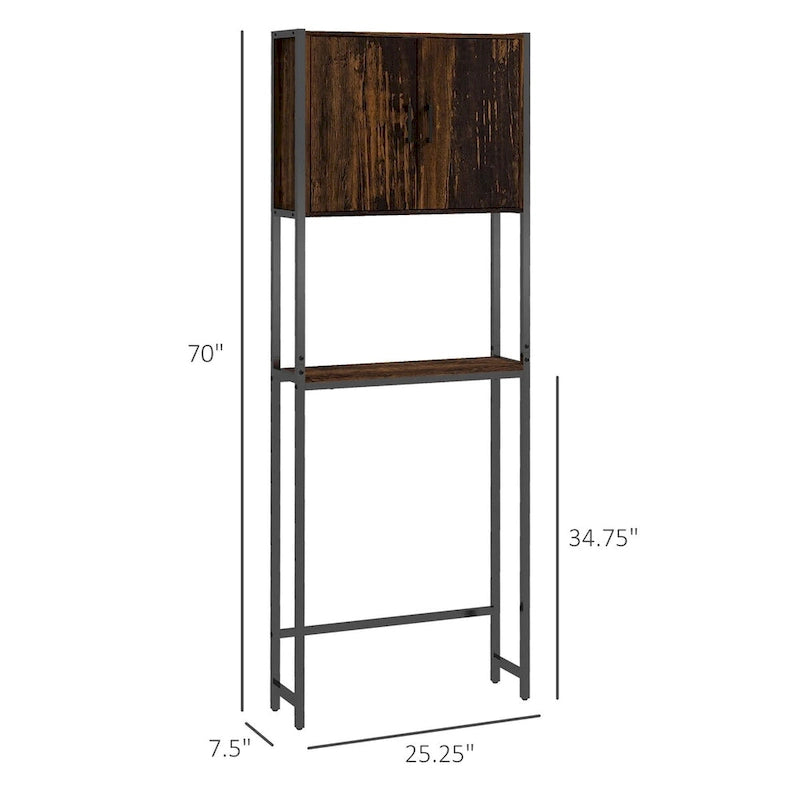 Industrial Over The Toilet Storage Cabinet with Double Door Cupboard and Adjustable Shelf