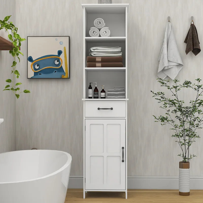 Double Door Narrow Height Slim Floor Standing Cabinet