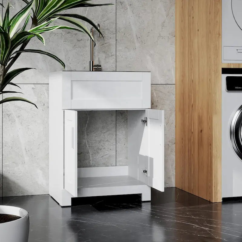 Bathroom Storage Cabinet with wash silver brushed sink