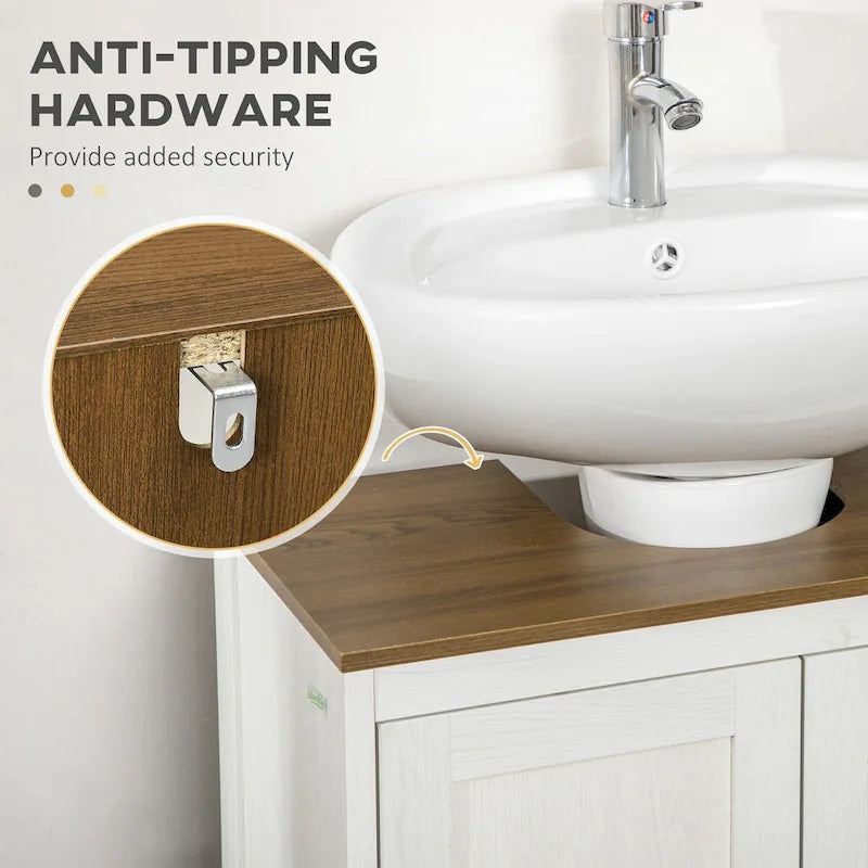 Bathroom Sink Cabinet, Floor Standing Under Sink Cabinet, Freestanding Storage Cupboard with Adjustable Shelf, Double Doors