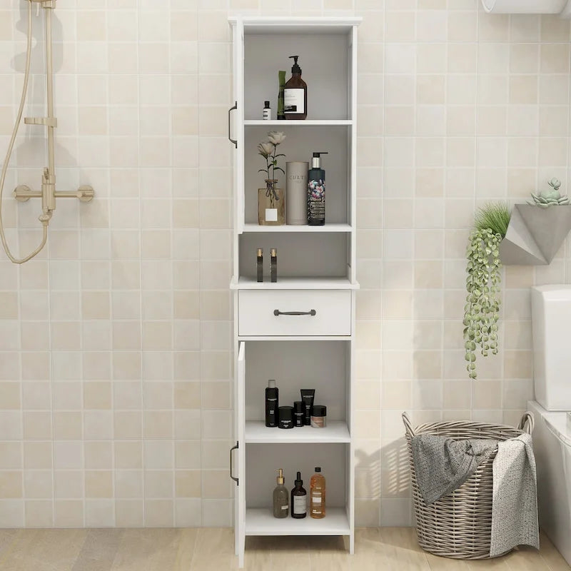 Double Door Narrow Height Slim Floor Standing Cabinet - 15.75 L * 11.81 W * 64.96 H