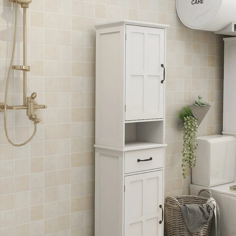 Double Door Narrow Height Slim Floor Standing Cabinet - 15.75 L * 11.81 W * 64.96 H